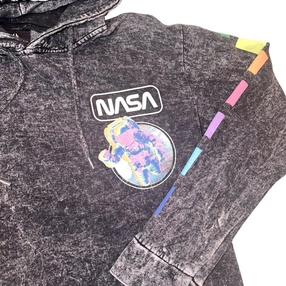 HyperSpace NASA Distressed Acid Wash Hoodie Men's Unisex Size Small - Picture 3 of 10